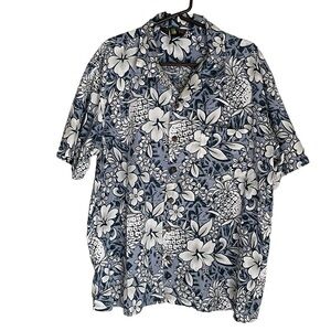 Roundy Bay Florist Pineapple Hawaiian Button Up Shirt Size XL